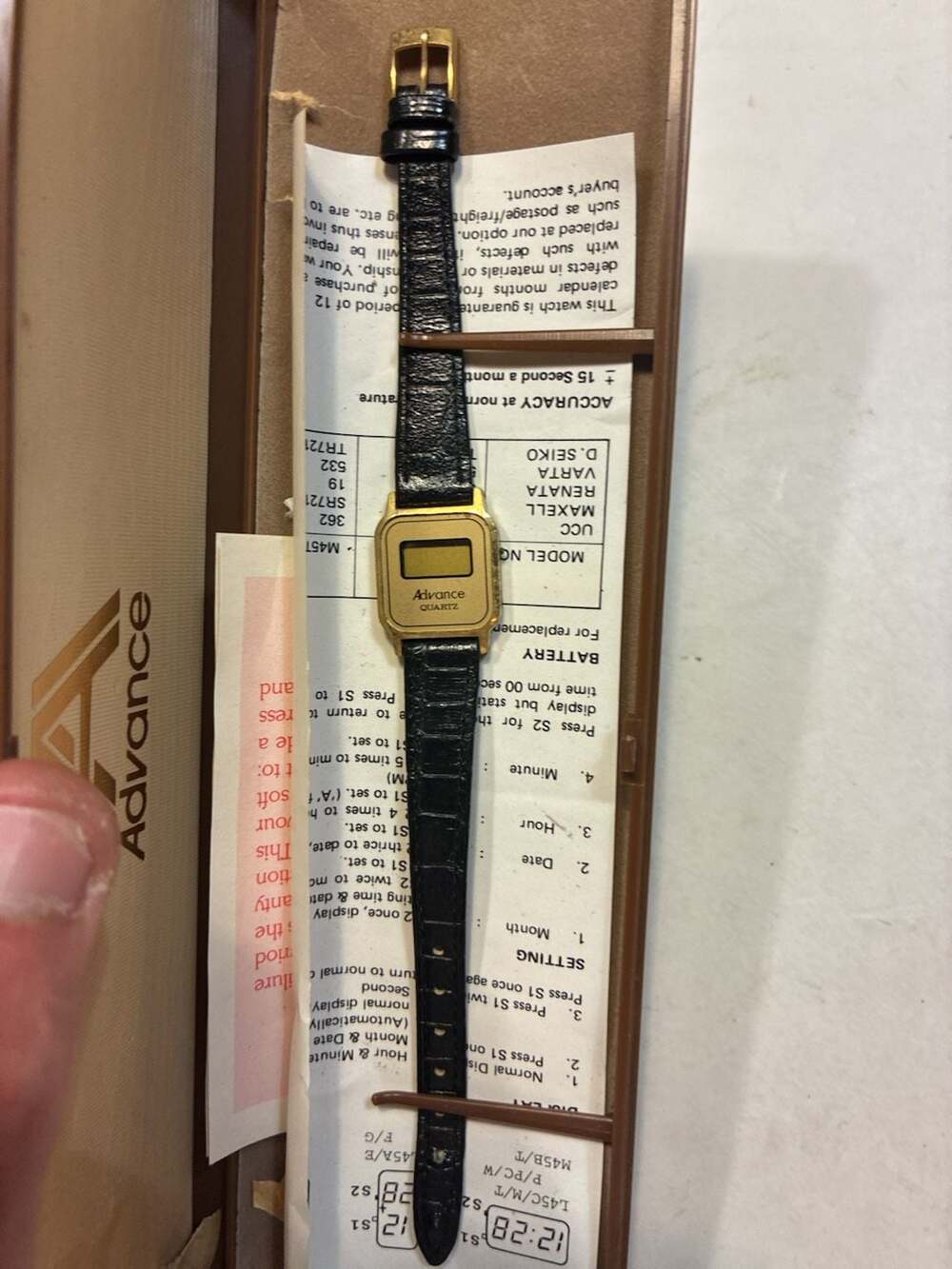 Vintage Advance Quartz Digital Wristwatch with Original Box and Manual